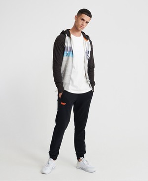 Superdry No 7 Surf Lite Raglan Cipzár Férfi Kapucnis Pulóver Sötét Szürke/Fekete | TFBKH9345